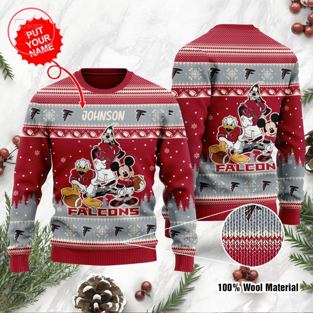 Atlanta Falcons Disney Custom Ugly Christmas Sweater1