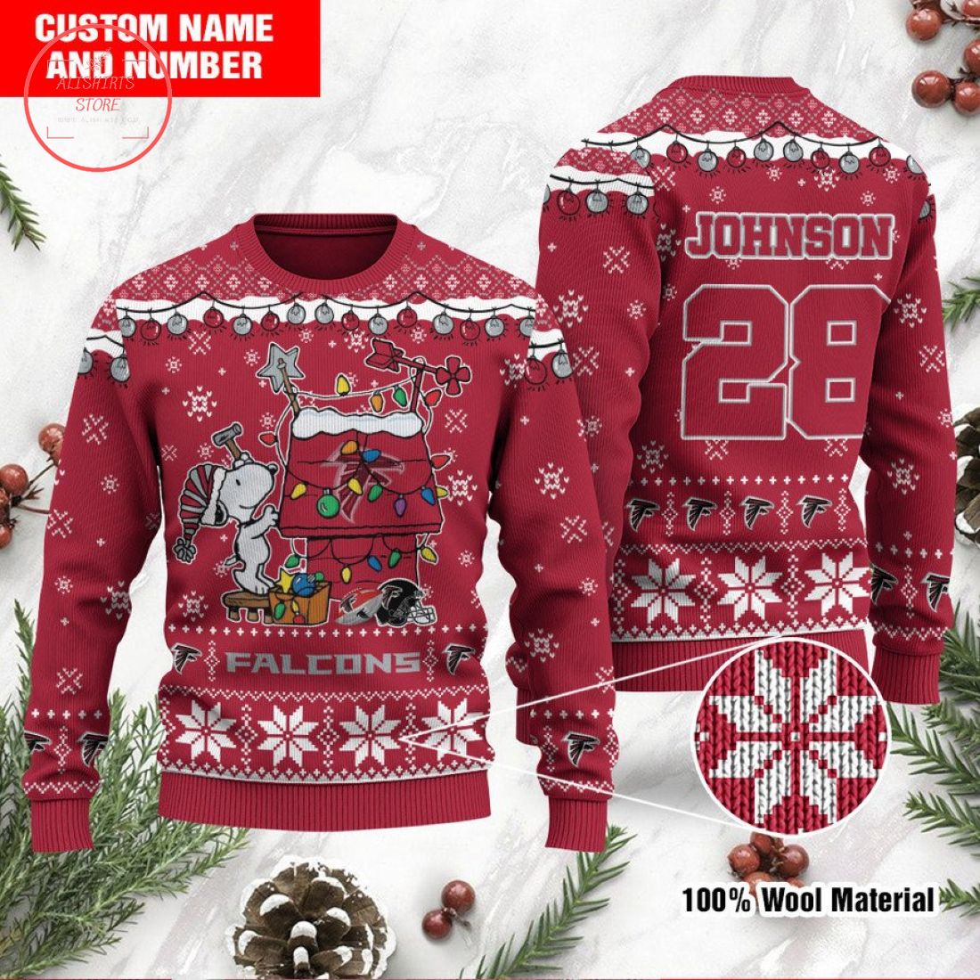 Atlanta Falcons Snoopy Custom Ugly Christmas Sweater1