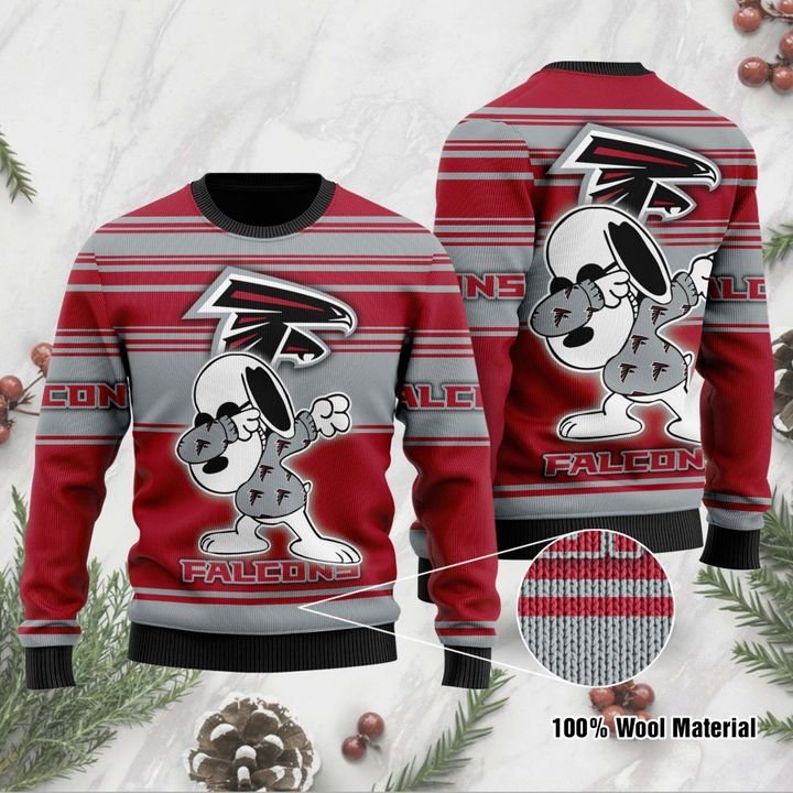 Atlanta Falcons Snoopy Dabbing 3D Ugly Christmas Sweater 720x