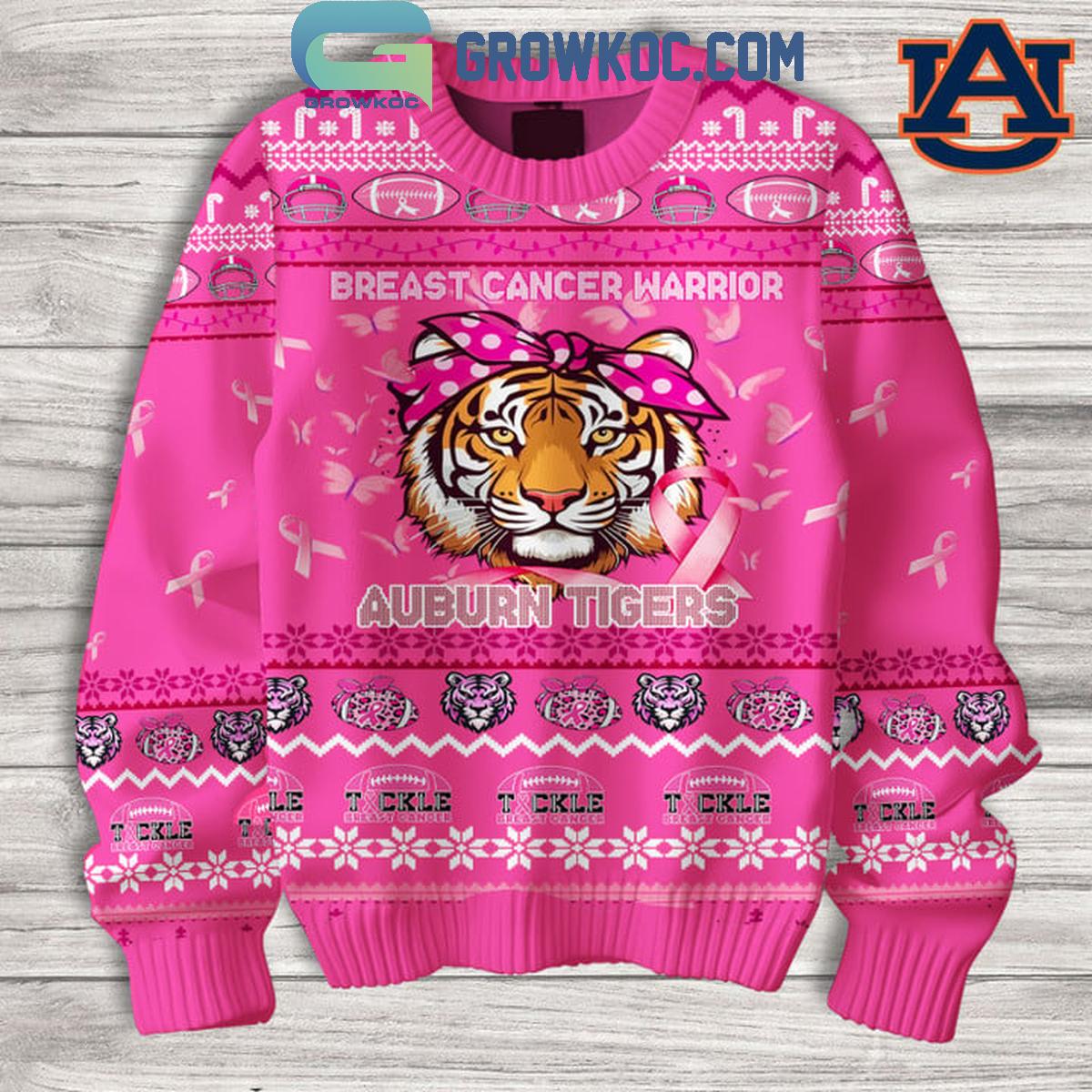 Auburn Tigers Breast Cancer Warrior 2024 Hot Pink Design Ugly Sweater 1 noXTQ