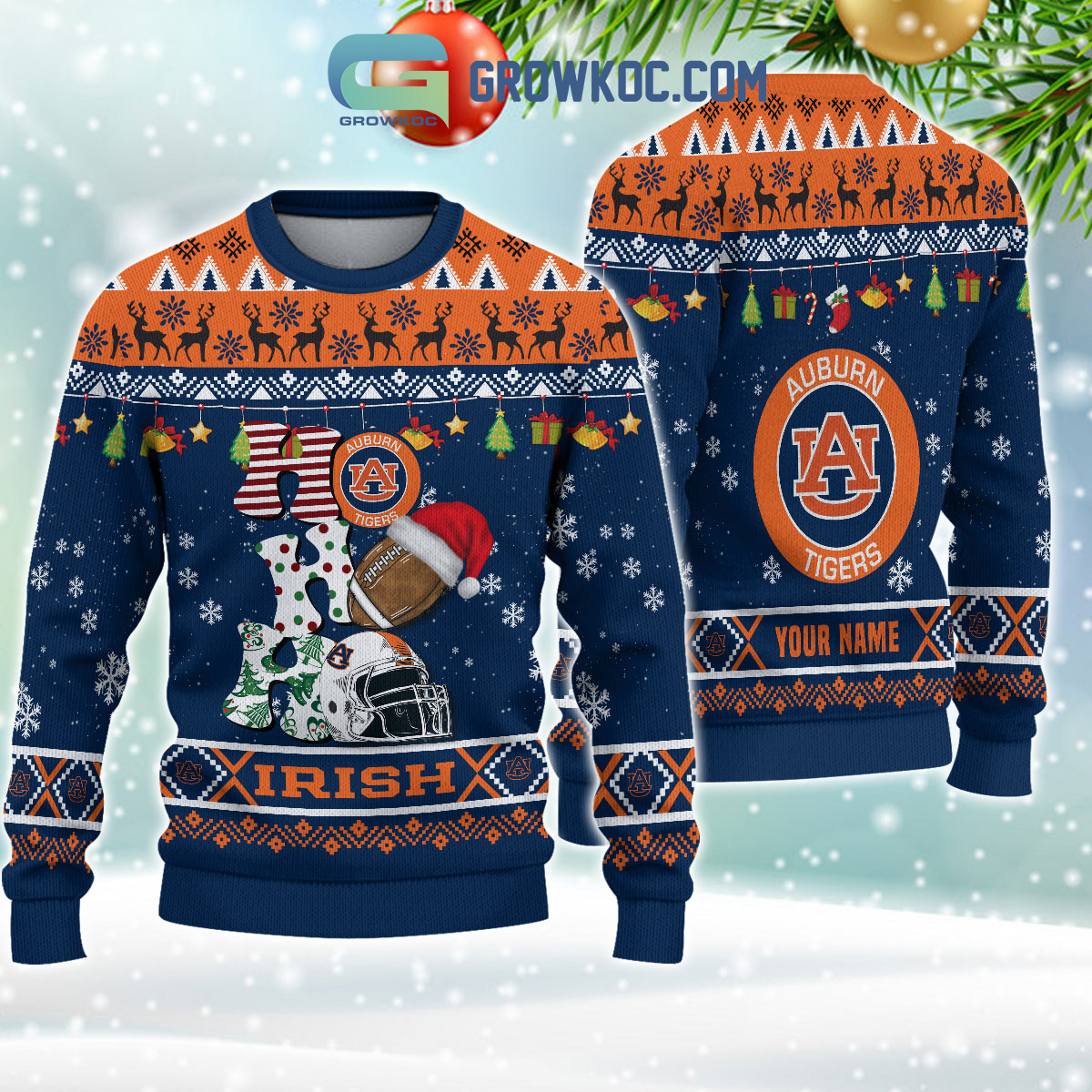 Auburn Tigers NCAA Ho Ho Ho Snow Christmas Personalized Ugly Sweater2B1 2SPyU