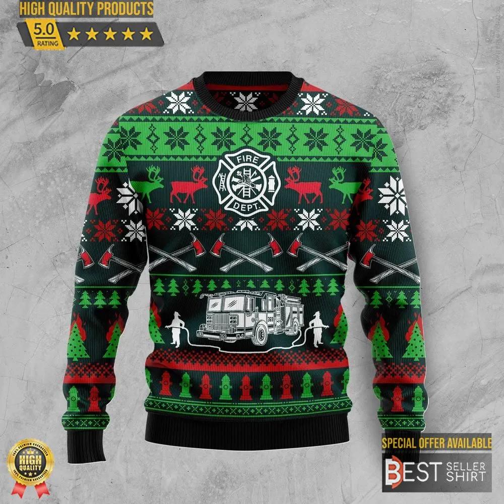 Awesome Firefighter Ugly Christmas Sweater 1