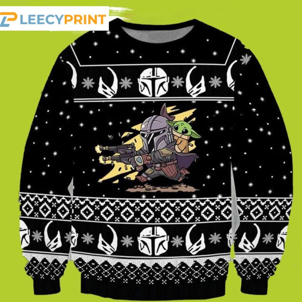 Baby Yoda Pew Pew Star Wars Ugly Christmas Sweater 1