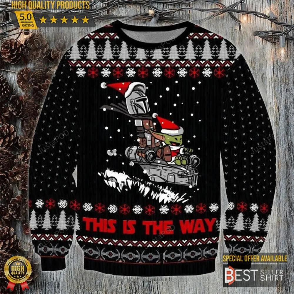 Baby Yoda This Is The Way Ugly Sweater Gifts Baby Yoda Gift Fan Ugly Sweater 1