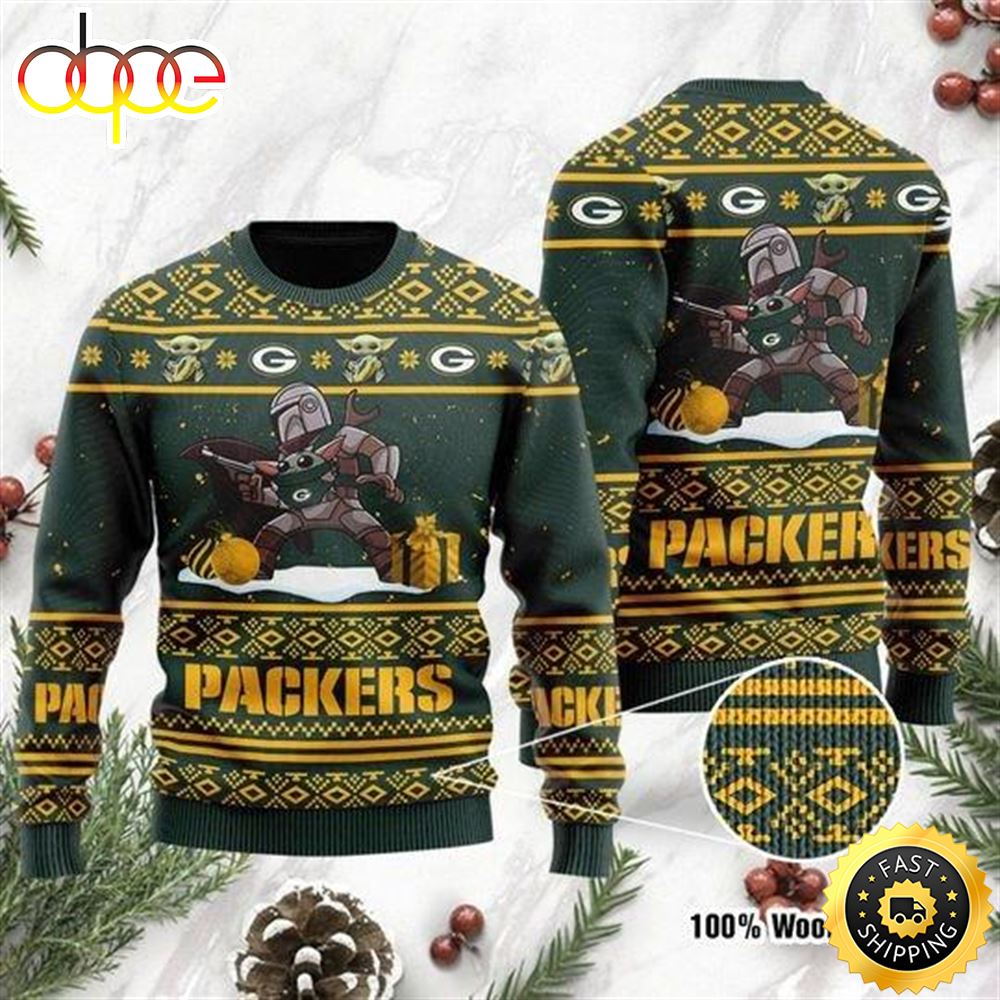 Baby Yoda The Mandalorian Green Bay Packers Ugly Christmas Sweater