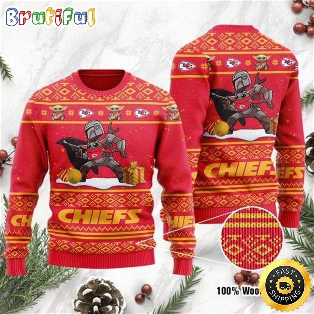 Baby Yoda The Mandalorian Kansas City Chiefs Ugly Christmas Sweater