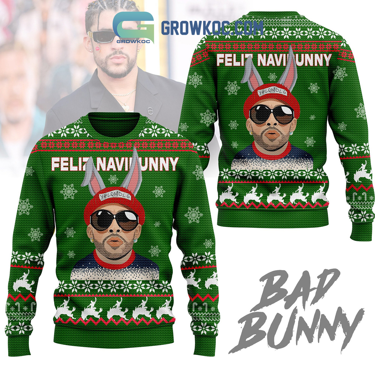 Bad Bunny Feliz Navibunny Christmas Ugly Sweater2B1 k2qzW