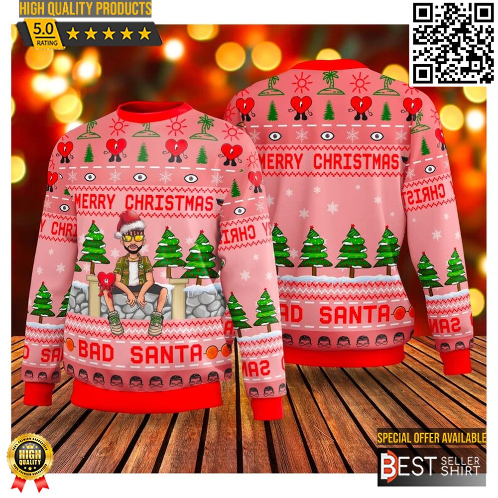 Bad Bunny Ugly Christmas Sweater Party Knitted Xmas Sweatshirt