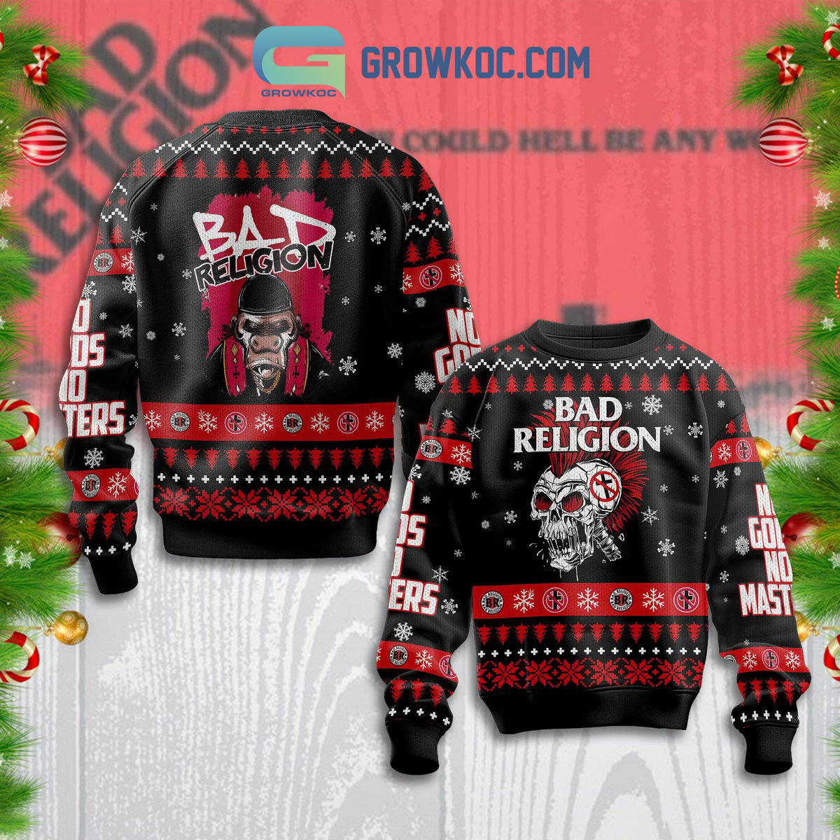 Bad Religion No Gods No Masters Christmas Ugly Sweater2B1 Sny1i