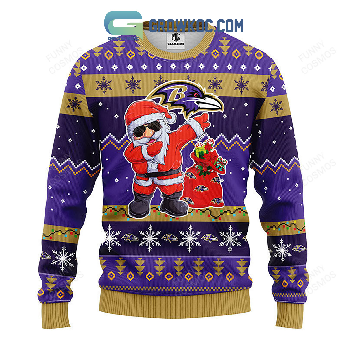 Baltimore Ravens Dabbing Santa Claus Christmas Ugly Sweater2B1 RKgqK