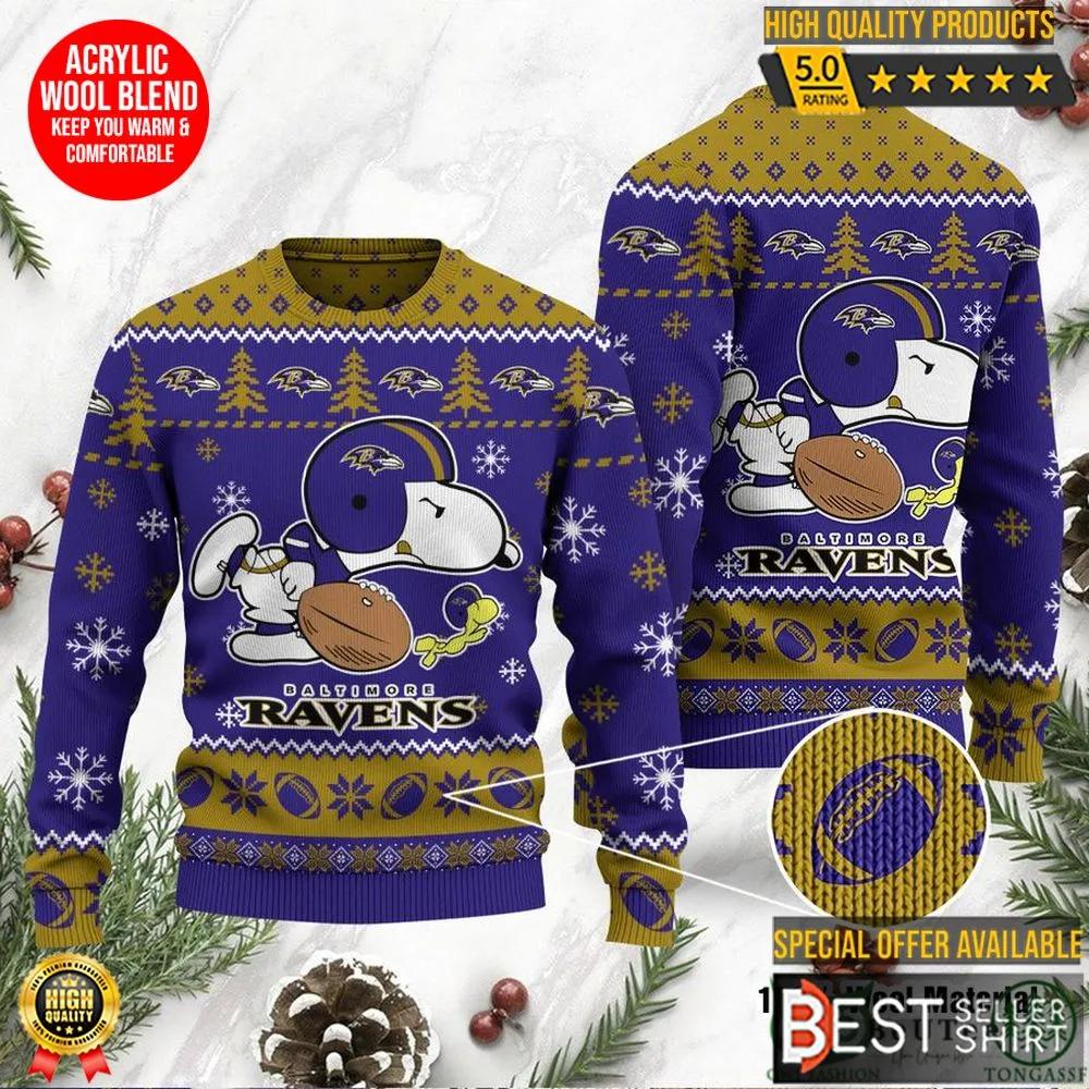 Baltimore Ravens Logos American Football Snoopy Dog Christmas Ugly Sweater 1