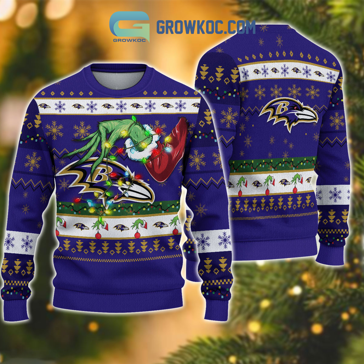 Baltimore Ravens NFL Grinch Christmas Ugly Sweater2B1 DNQwc