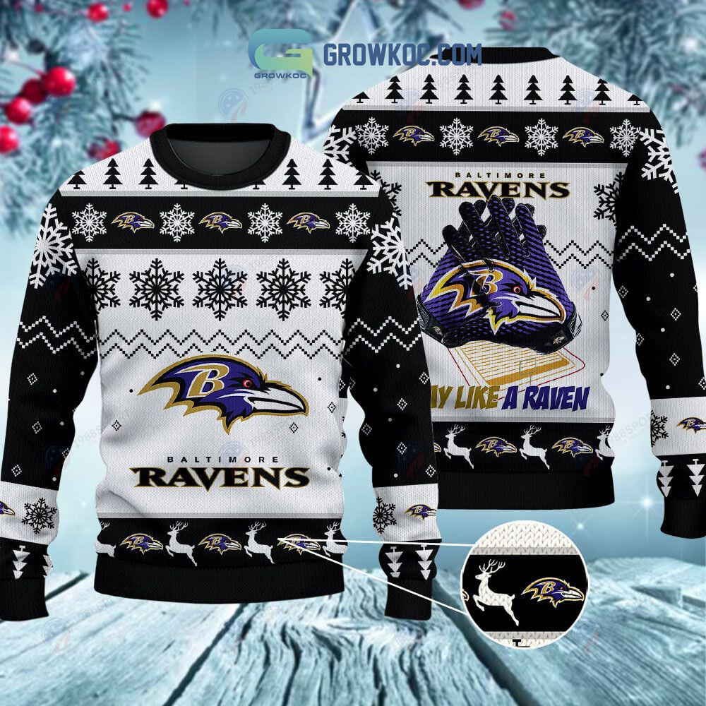 Baltimore Ravens Play Like A Raven Christmas Ugly Sweater2B1 3QeEi