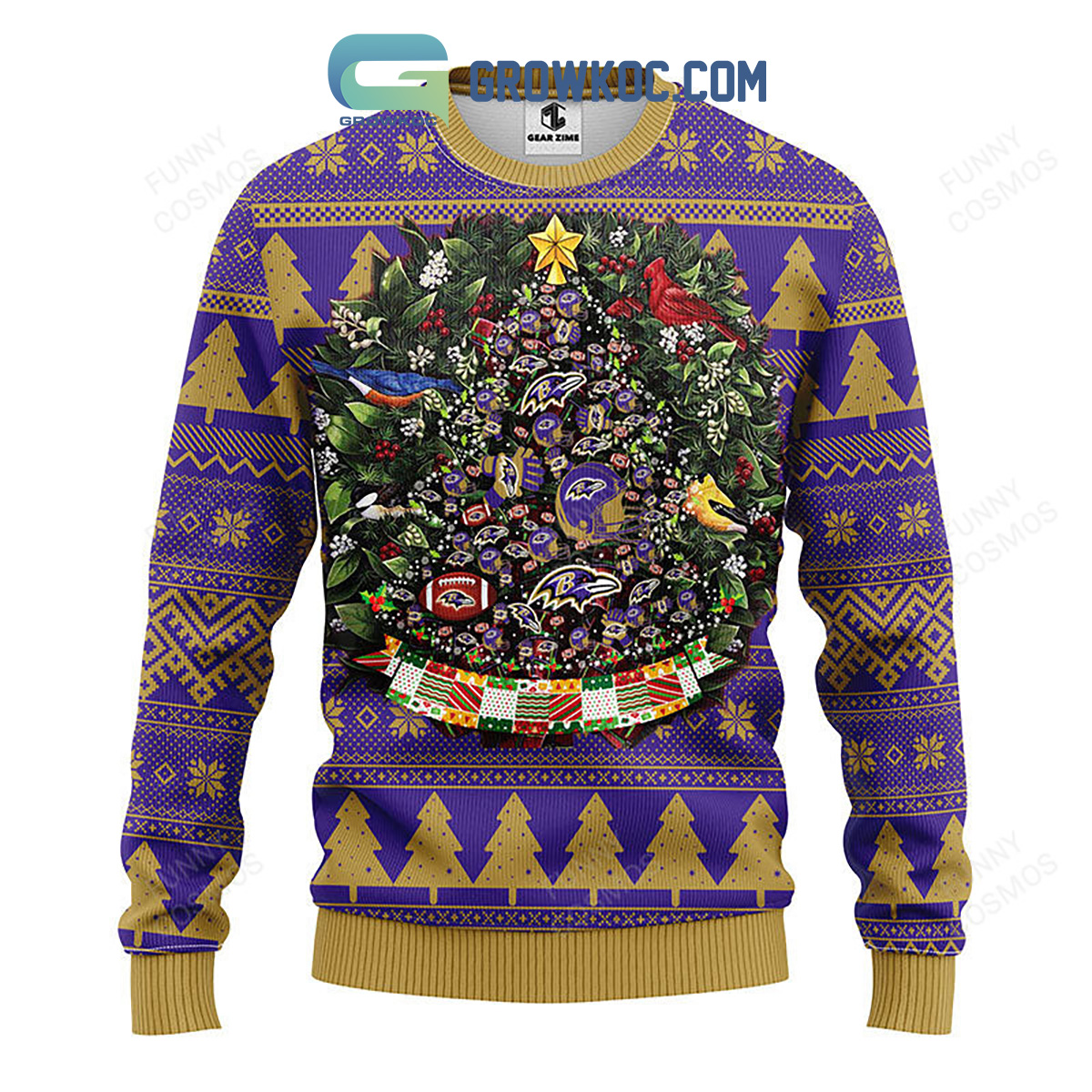 Baltimore Ravens Tree Ball Christmas Ugly Sweater2B1 eHOUL