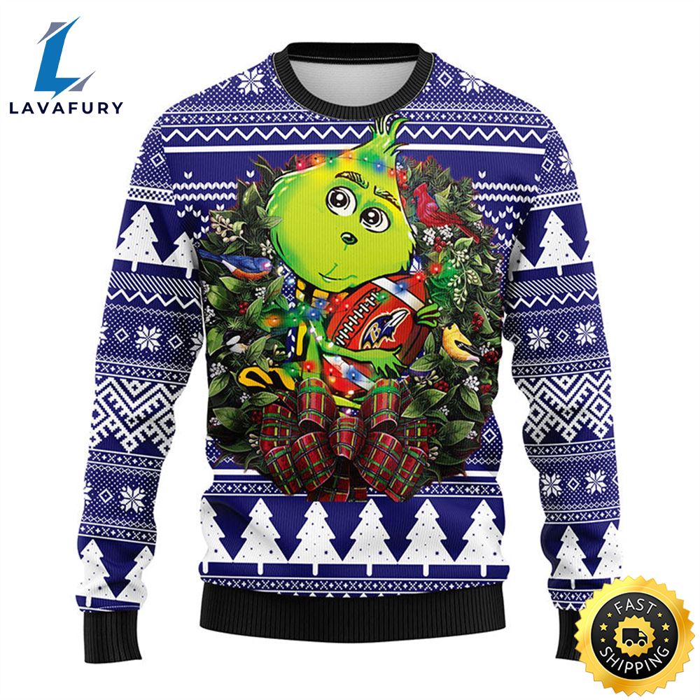 Baltimore Ravens Grinch Hug Christmas Ugly Sweater 1 rjzy7w