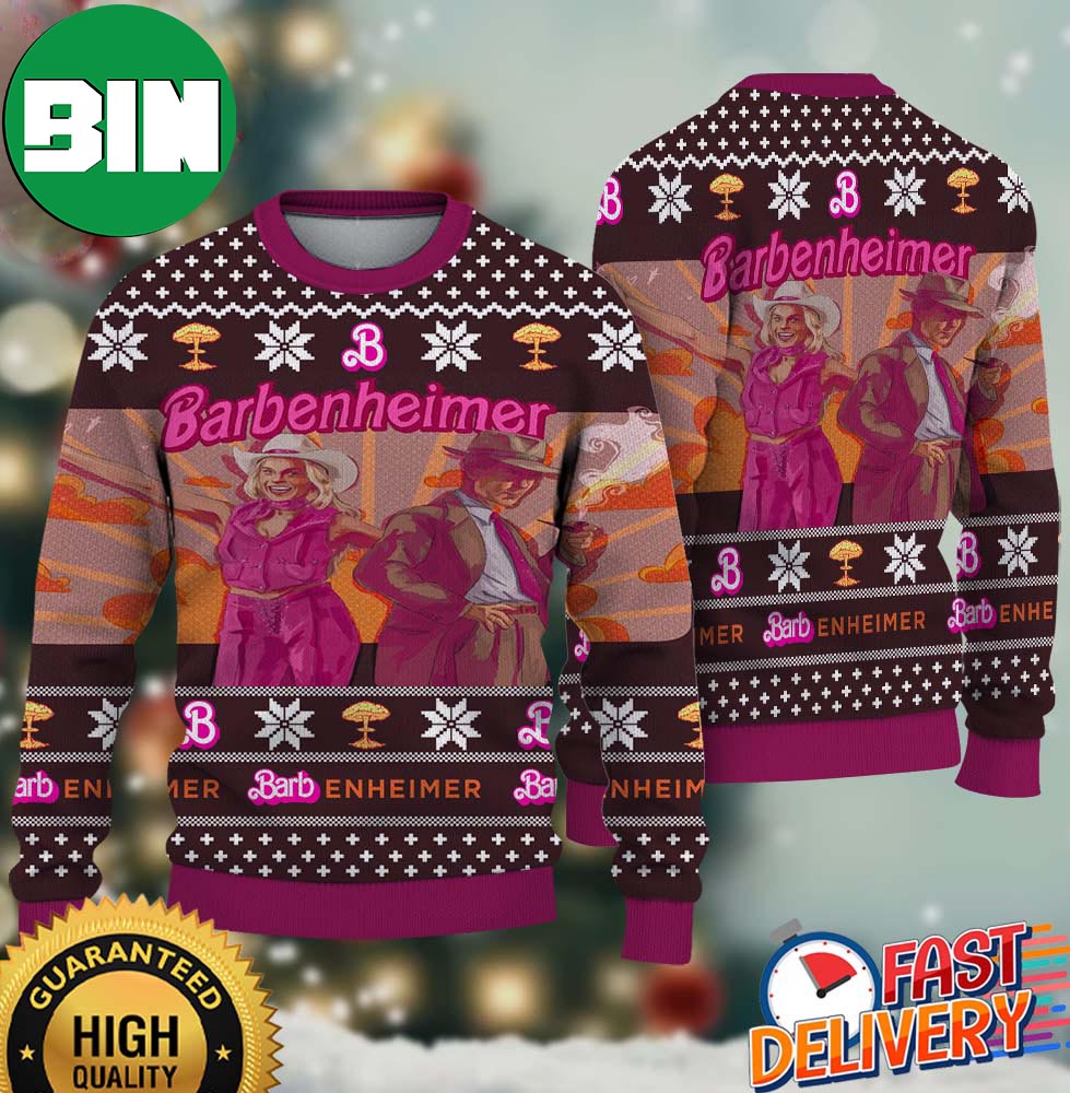 Barbenheimer Funny Oppenheimer x Barbie Movie 2023 Funny Meme Christmas Gift For Friends Ugly Sweater