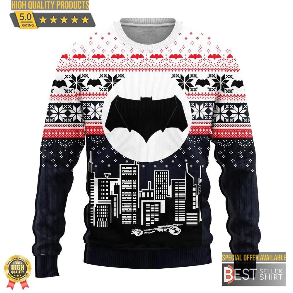 Batman Dc City Skyline Ugly Sweater Gifts Batman Dc Gift Fan Ugly Sweater 1