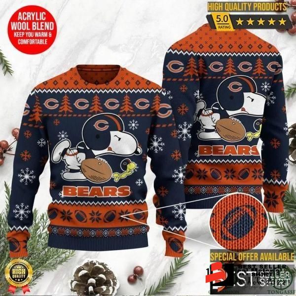 Bears Logo Chicago Xmas Gift Custom Ugly Christmas Sweater Holiday 1