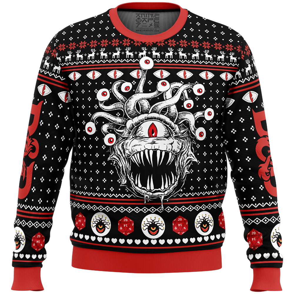 Beholder Dungeons and Dragons Ugly Christmas Sweater FRONT mockup