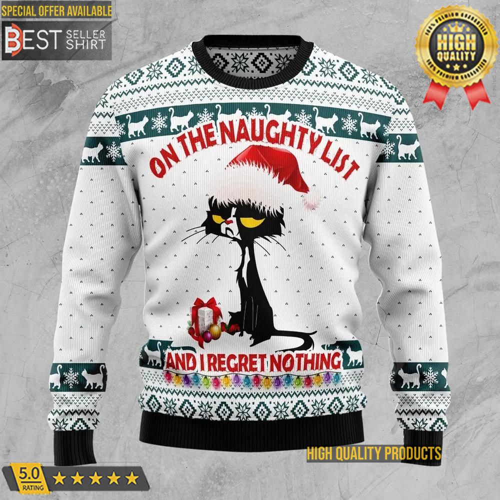 Black Cat Naughty List T Ugly Christmas Sweater Christmas Gifts Dad Gifts Cat Mom 1