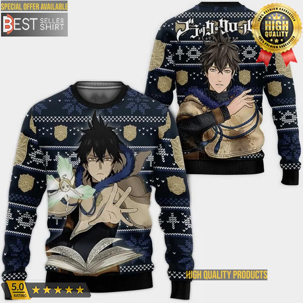 Black Clover Anime Yuno Ugly Sweater Christmas Gifts Dad Gifts 1