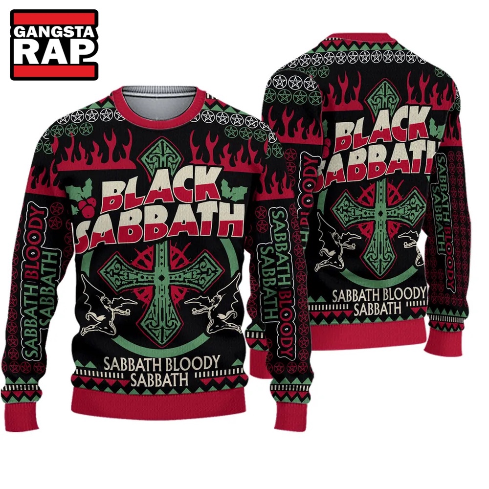 Black Sabbath Rock Band Ugly Christmas Sweater