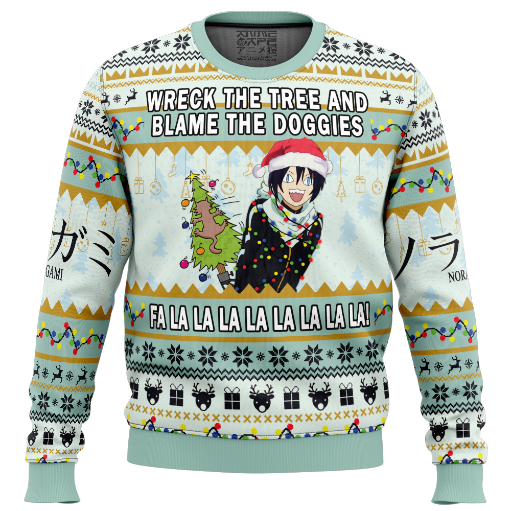 Blame the Doggies Norogami Ugly Christmas Sweater FRONT mockup