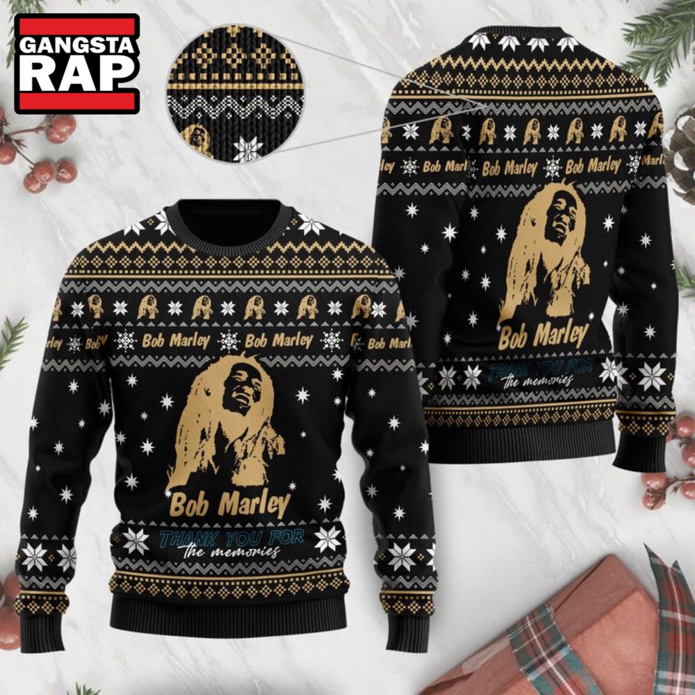 Bob Marley Thank You For The Memories Ugly Christmas Sweater