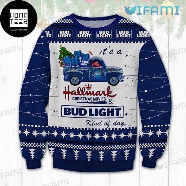 Bud Light Truck Hallmark Christmas Movies And Bud Light Kind Of Day Xmas Gifts 2023 Ugly Christmas Sweater 69568706 1