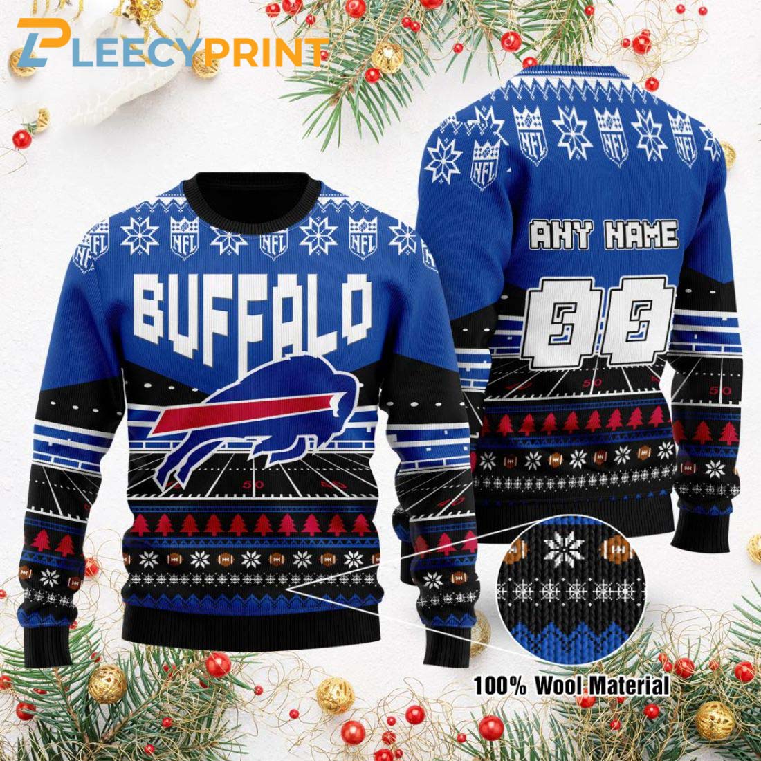 Buffalo Bills Custom Name Ugly Christmas Sweater Personalized Buffalo Bills Ugly Sweater 1