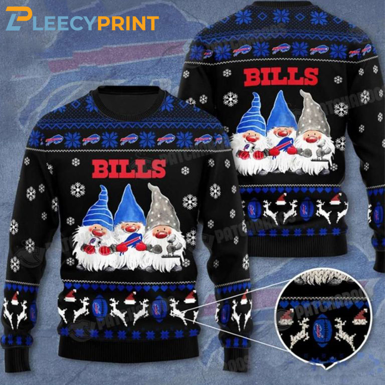 Buffalo Bills Gnomes Black Ugly Christmas Sweater NFL Football Buffalo Bills Christmas Sweater 1
