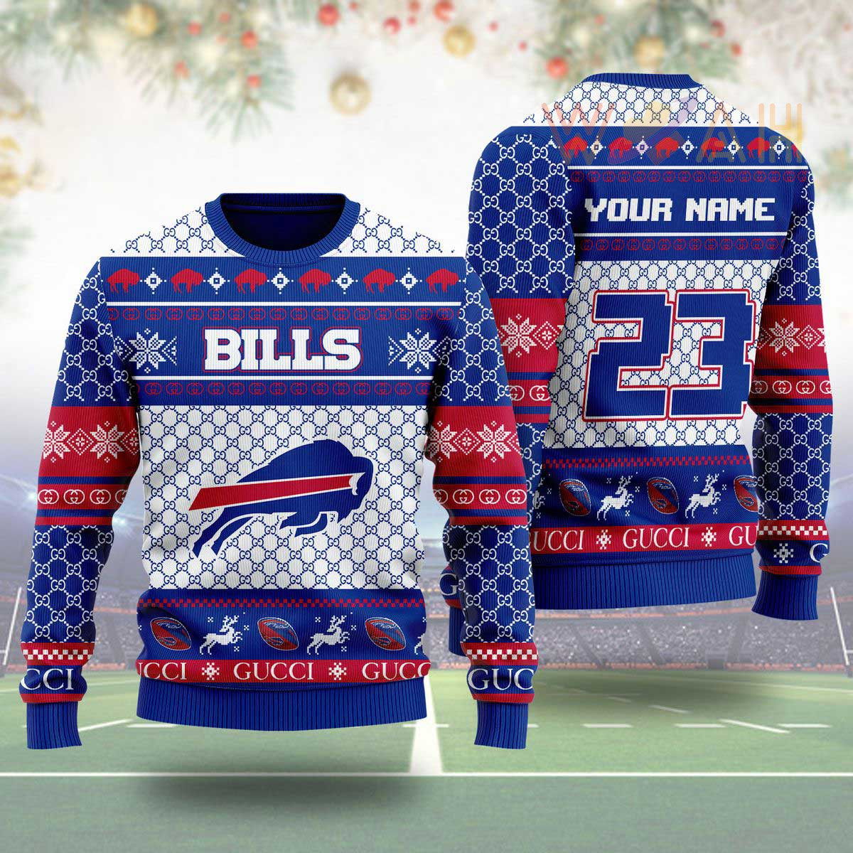 Buffalo Bills Gucci Ugly Christmas 3D Sweater
