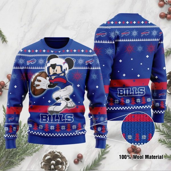 Buffalo Bills Mickey Mouse Disney Football Player Funny Ugly Christmas Sweater Buffalo Bills Ugly Sweater 1