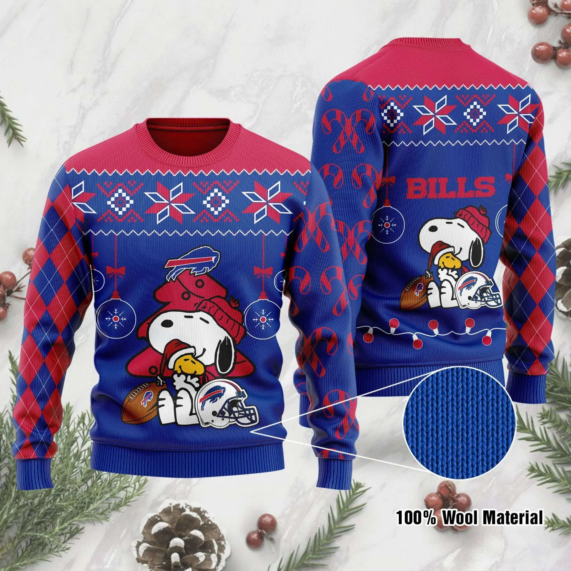 Buffalo Bills Snoopy And Woodstock Christmas Ugly Sweater Buffalo Bills Ugly Sweater 1