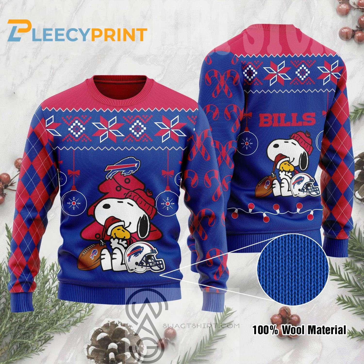 Buffalo Bills The Peanuts Charlie Brown Snoopy Holiday Party Ugly Christmas Sweater 1