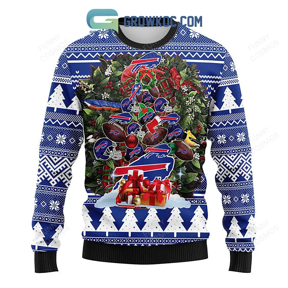 Buffalo Bills Tree Ugly Christmas Fleece Sweater2B1 g9FWR