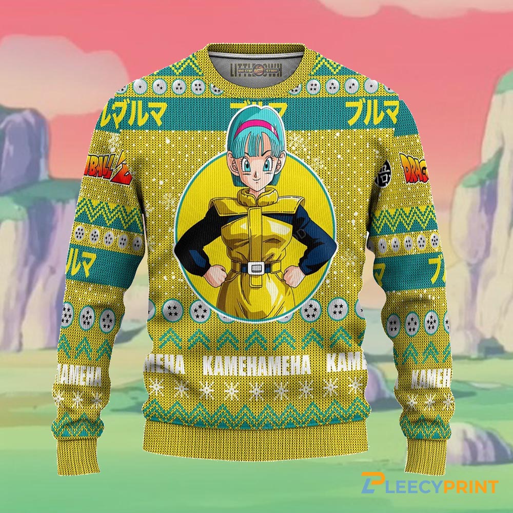 Bulma Christmas Sweater Dragon Ball Z Manga Anime Ugly Sweater 1