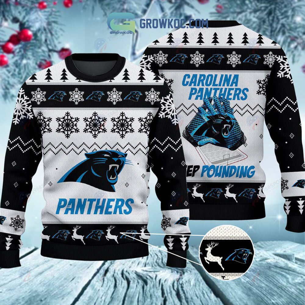 Carolina Panthers Keep Pounding Christmas Ugly Sweater2B1 lU9Jo