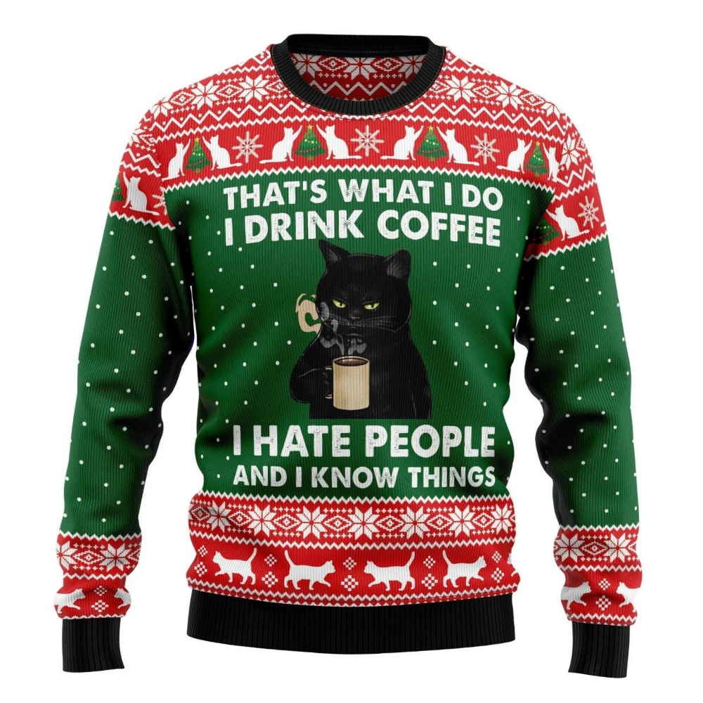 Cats And Coffee Ugly Christmas Sweater