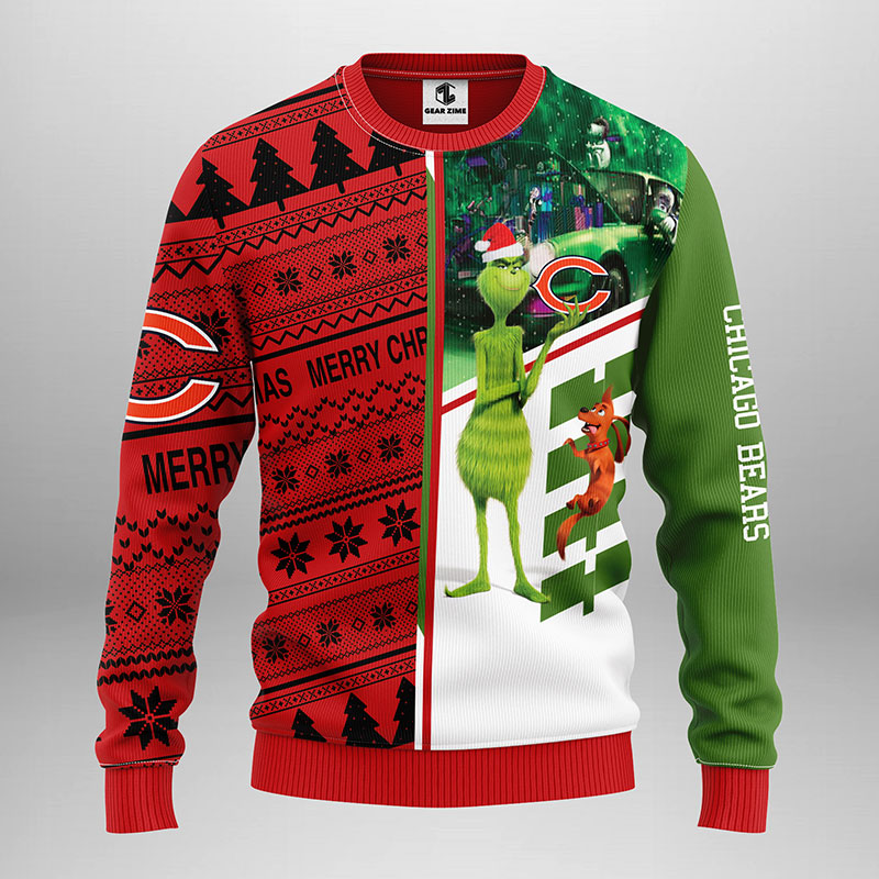 Chicago Bears Grinch Max Dog Christmas Ugly Sweater Chicago Bears Christmas Sweater 1