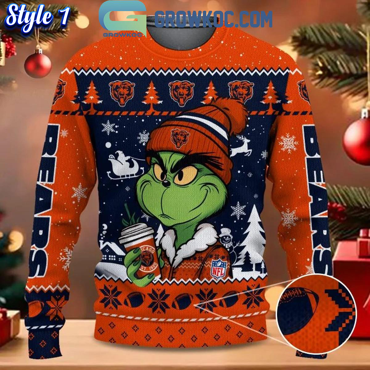 Chicago Bears Grinch Stolen Christmas 2024 Grinchmas Ugly Sweater 1 j7Sw5 1