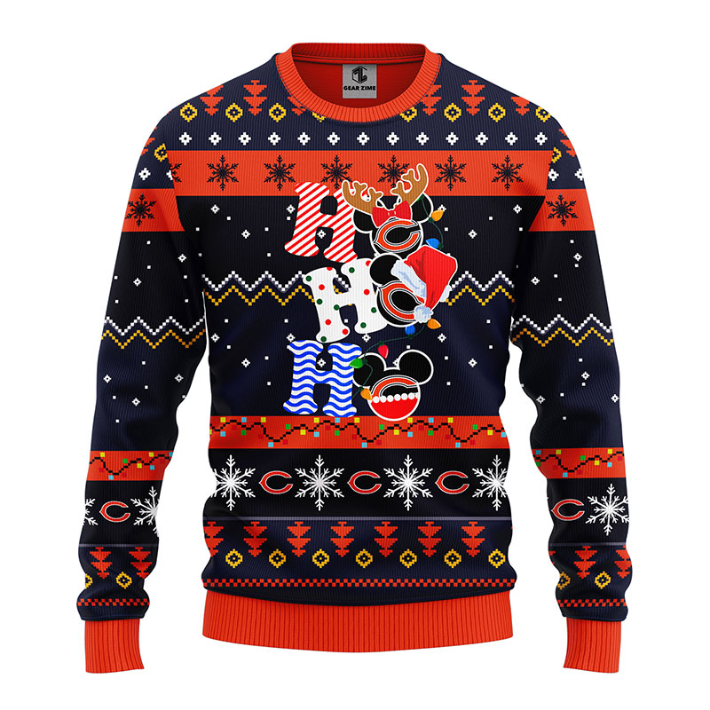 Chicago Bears HoHoHo NFL Mickey Christmas Ugly Sweater Chicago Bears Christmas Sweater 1