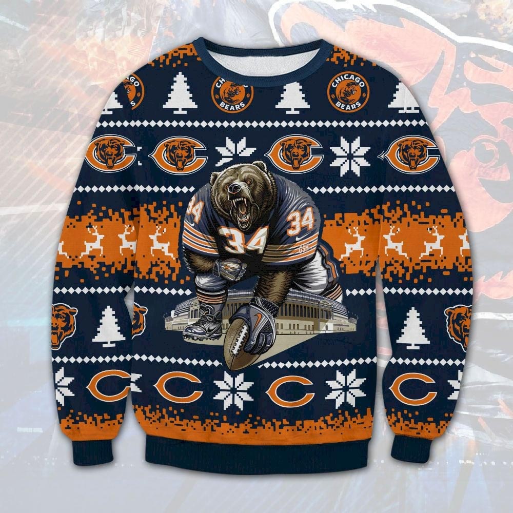 Chicago Bears Mascot Gift For Fan Ugly Sweater Christmas Chicago Bears Christmas Sweater 1