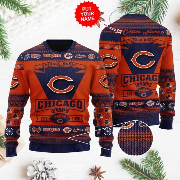 Chicago Bears NFL Est1920 Ugly Wool Sweater Chicago Bears Christmas Sweater 1