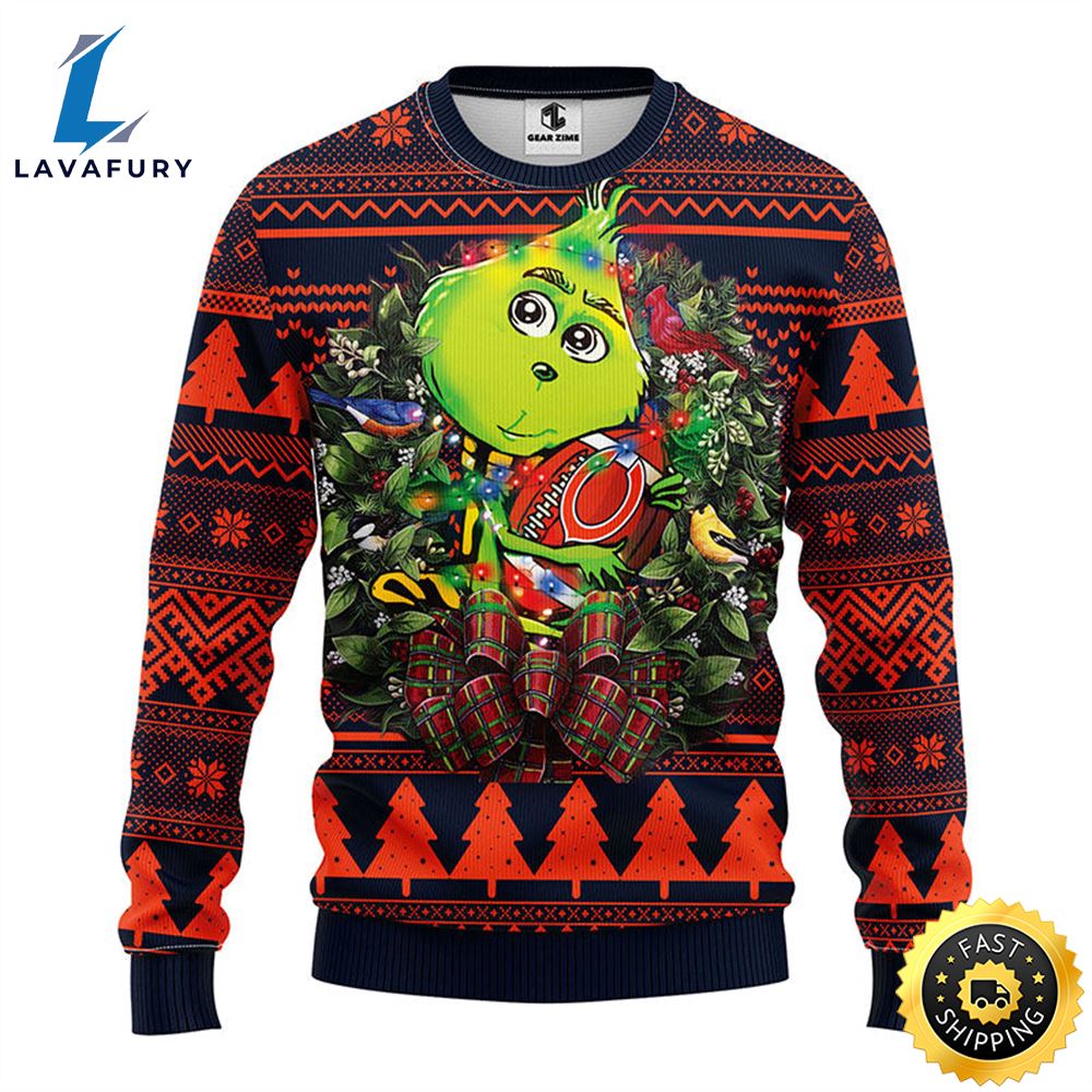 Chicago Bears Grinch Hug Christmas Ugly Sweater 1 itysou