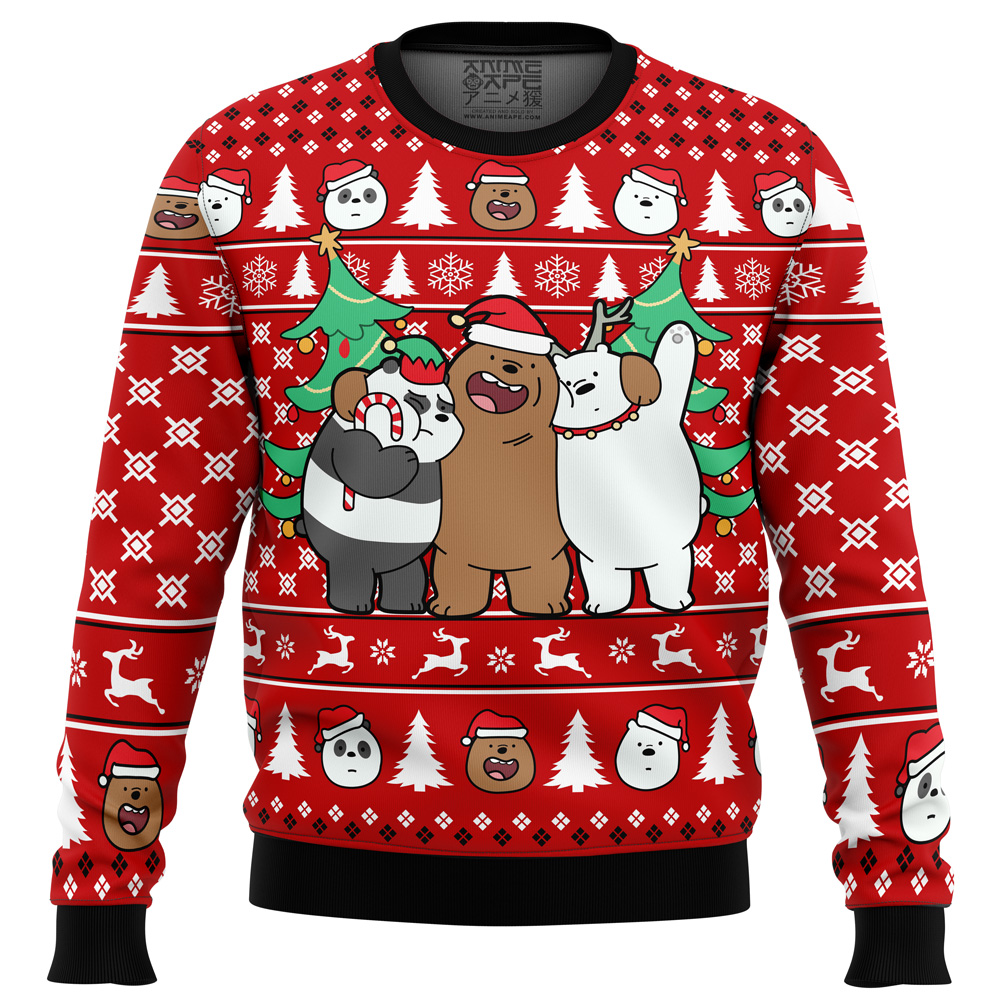 Christmas Bears We Bare Bears Ugly Christmas Sweater FRONT mockup