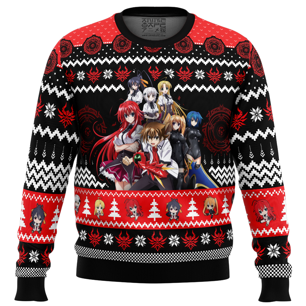 Christmas Characters High School DxD Ugly Christmas Sweater FRONT mockup