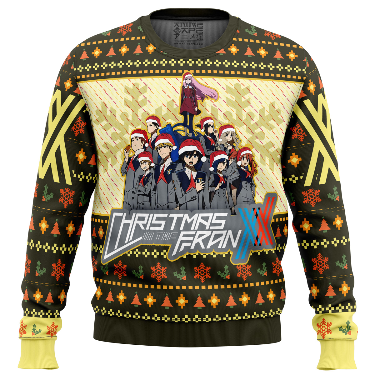 Christmas Feels Darling in the Franxx men sweatshirt FRONT mockup
