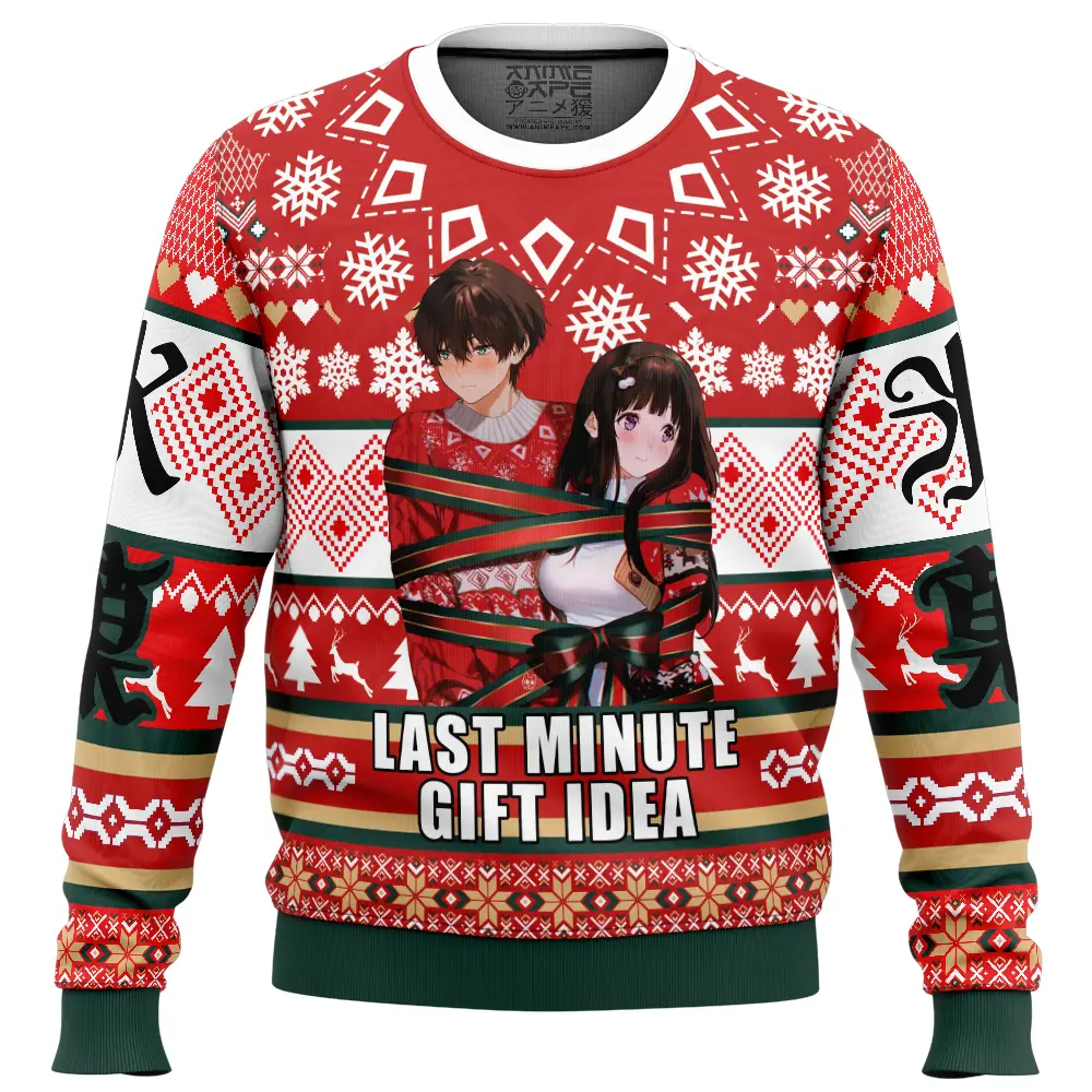 Christmas Gift Couple Hyouka Ugly Christmas Sweater FRONT mockup