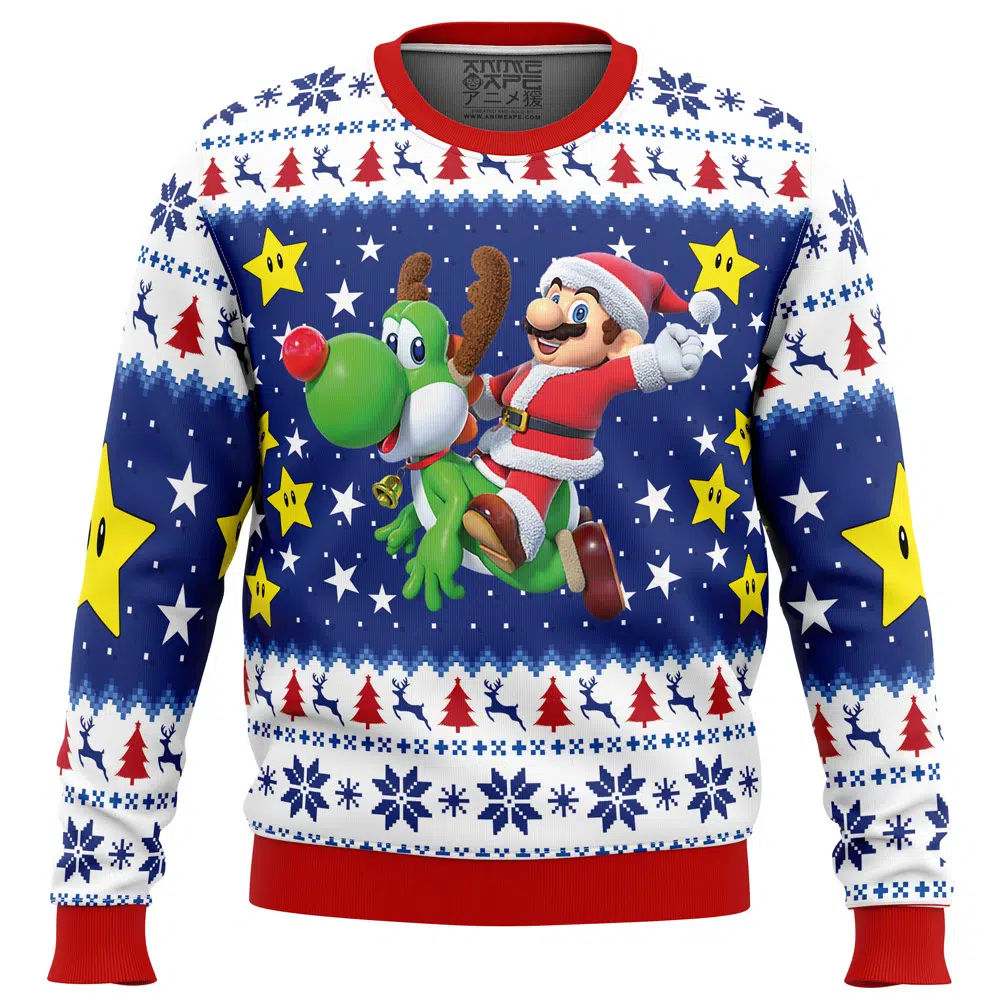 Christmas Odyssey Super Mario Ugly Christmas Sweater FRONT mockup